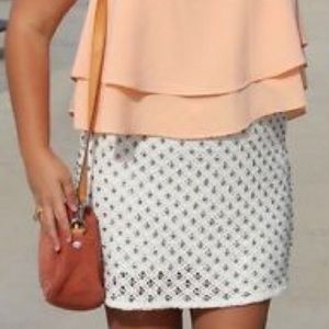 ZARA White Crochet Rhinestone Skirt